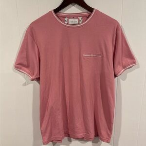 Pink Denim & Flower Stripe Trim Dressy Shirt Size XL